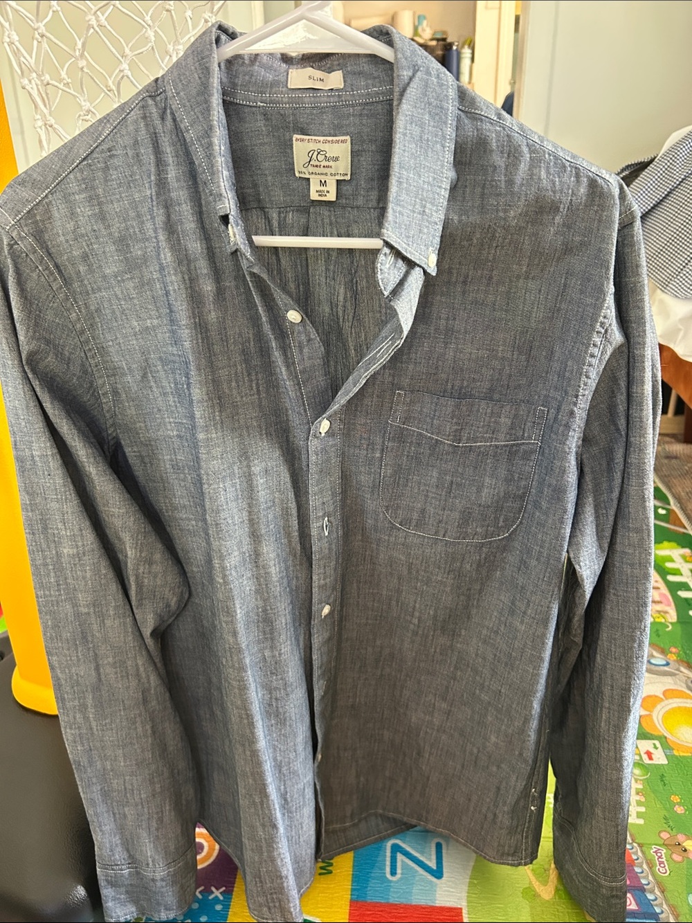 J. Crew Men's Chambray Button-Down Shirt - Light Blue